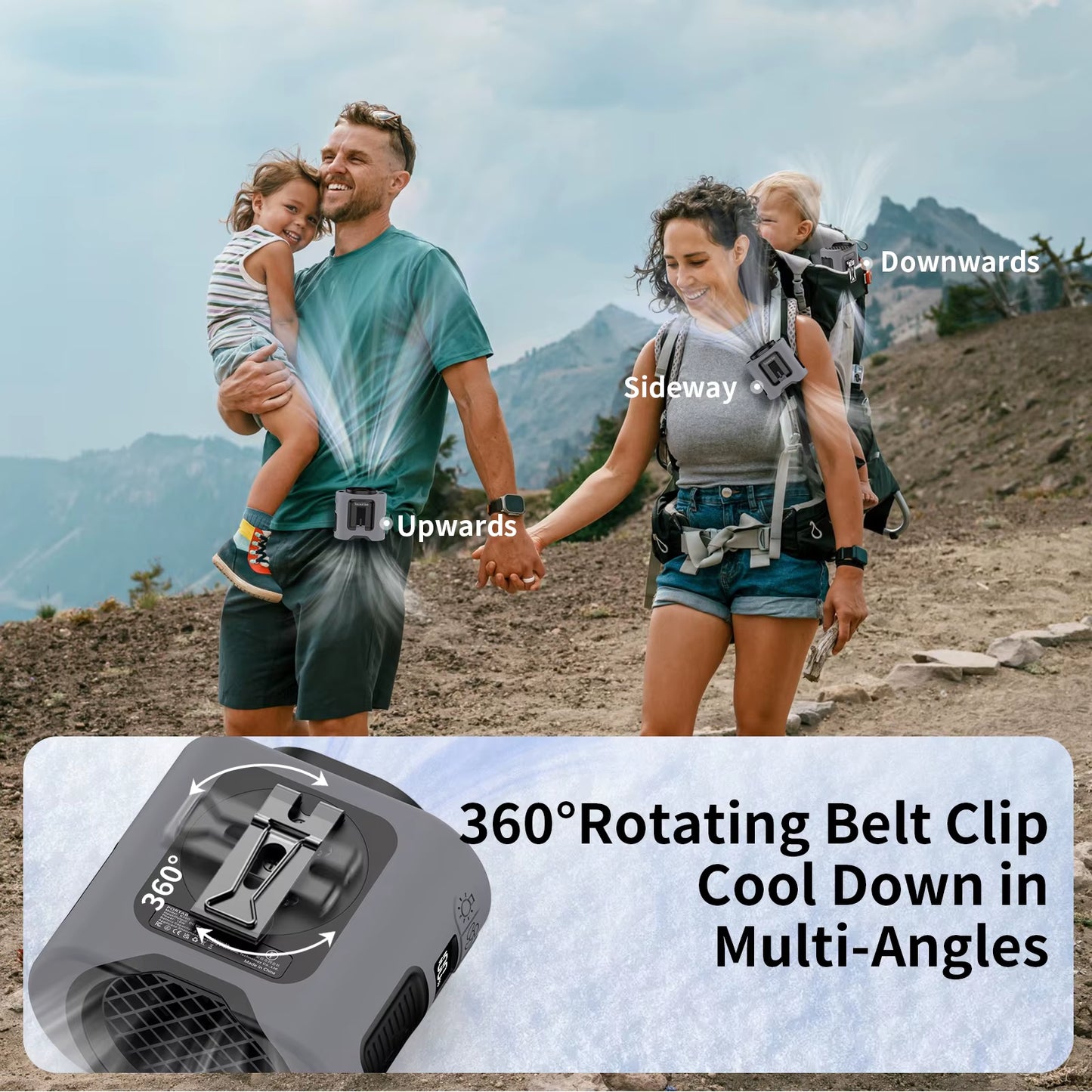 Socool 14500Mah Waist Fan Portable Hanging Neck Fan Storm Wind with 360° Rotating Clip Phone Charging Light for Outdoor Working