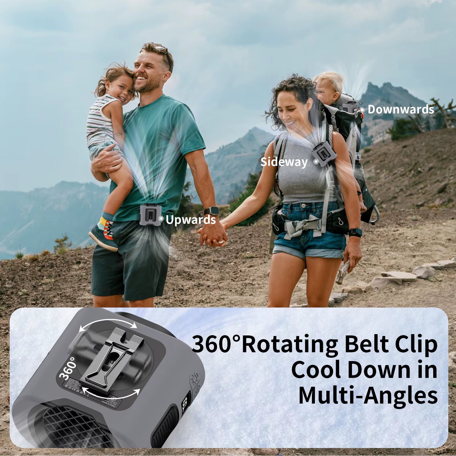 Socool 14500Mah Waist Fan Portable Hanging Neck Fan Storm Wind with 360° Rotating Clip Phone Charging Light for Outdoor Working
